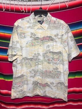 Reyn Spooner Waikiki Nostalgia Hawaiian Button Down Shirt Size Large